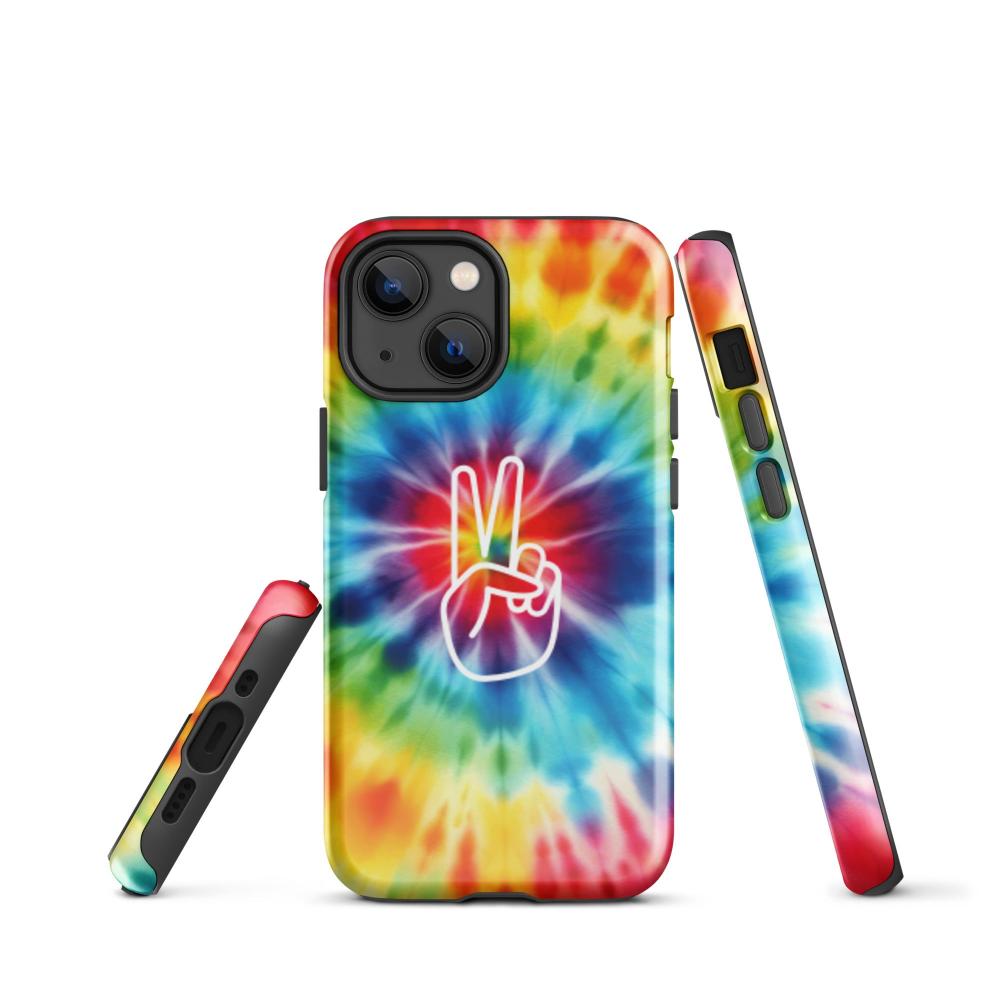 Tie Dye Peace Sign iPhone 13 mini Tough Case - Glossy Finish - https://ascensionemporium.net
